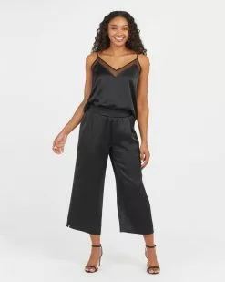 Spanx Satin Cropped Wide Leg Pant Clothing
