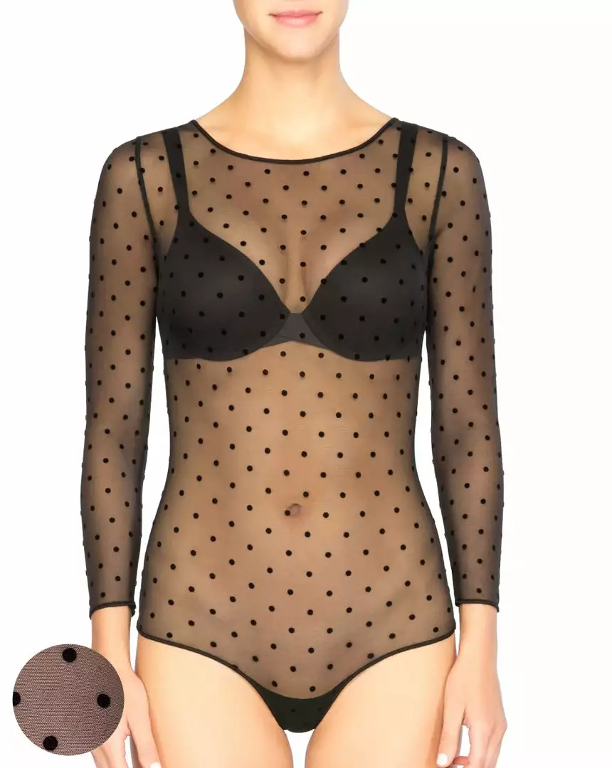 Clothing Spanx® Sheer Fashion Flocked Dot Thong Bodysuit Clothing Spanx® Sheer Fashion Flocked Dot Thong Bodysuit