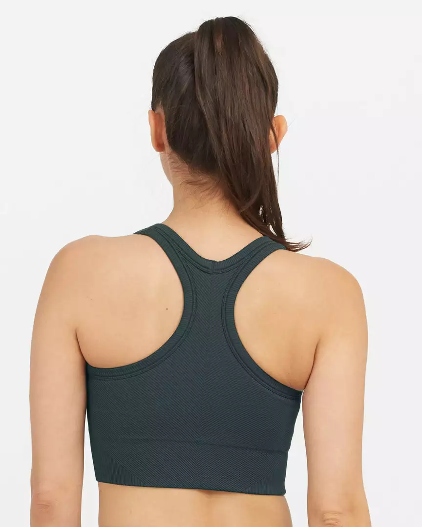 Spanx Seamless Sculpt Chevron Ribbed Longline Medium Impact Sports Bra Activewear Spanx Seamless Sculpt Chevron Ribbed Longline Medium Impact Sports Bra Activewear