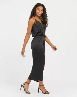 Spanx Satin Cropped Wide Leg Pant Clothing