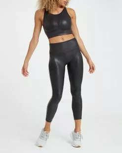 Spanx Faux Leather Track Stripe 7/8 Leggings