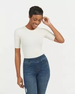 Spanx Suit Yourself Ribbed Crew Neck Short Sleeve Bodysuit