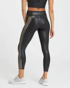 Spanx Faux Leather Track Stripe 7/8 Leggings