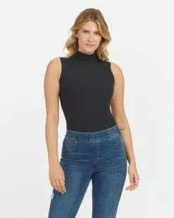 Spanx New Suit Yourself Ribbed Mock Neck Sleeveless Bodysuit