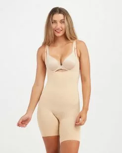 Spanx Power Open-Bust Mid-Thigh Bodysuit