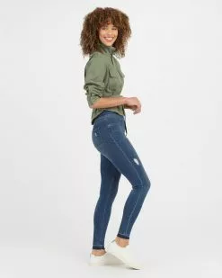 Spanx Distressed Ankle Skinny Jeans, Medium Wash