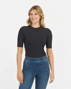 Spanx Suit Yourself Ribbed Crew Neck Short Sleeve Bodysuit