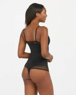 Spanx New Spotlight On Lace Satin Thong Bodysuit