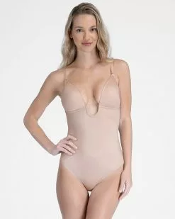 Spanx Suit Your Fancy Plunge Low-Back Thong Bodysuit Shapewear 8 Spanx Suit Your Fancy Plunge Low-Back Thong Bodysuit Shapewear