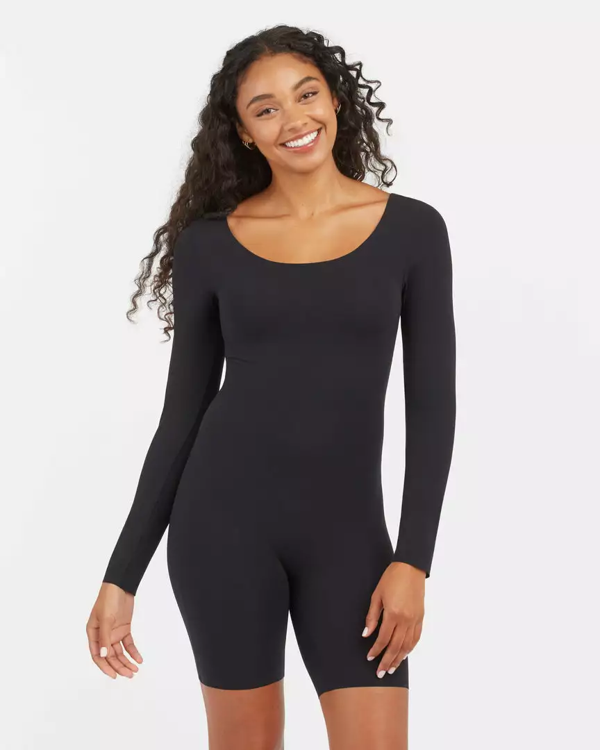Spanx Luxe Essentials Long Sleeve Mid-Thigh Bodysuit Clothing Spanx Luxe Essentials Long Sleeve Mid-Thigh Bodysuit Clothing