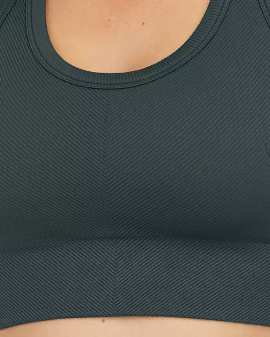 Spanx Seamless Sculpt Chevron Ribbed Longline Medium Impact Sports Bra Activewear Spanx Seamless Sculpt Chevron Ribbed Longline Medium Impact Sports Bra Activewear