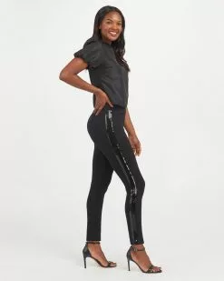 Spanx Clothing The Perfect Black Pant, Ankle Sequin Tuxedo Skinny
