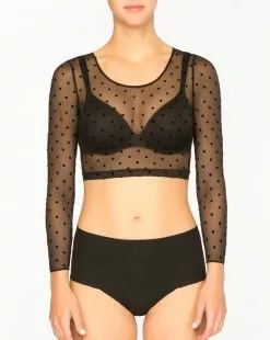 Clothing Spanx® Sheer Fashion Flocked Dot Crop Top