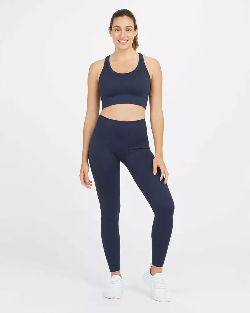 Spanx Seamless Sculpt Chevron Ribbed Longline Medium Impact Sports Bra Activewear Spanx Seamless Sculpt Chevron Ribbed Longline Medium Impact Sports Bra Activewear