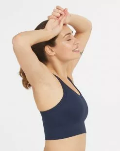 Spanx Seamless Sculpt Chevron Ribbed Longline Medium Impact Sports Bra Activewear 7 Spanx Seamless Sculpt Chevron Ribbed Longline Medium Impact Sports Bra Activewear