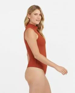 Spanx New Suit Yourself Ribbed Mock Neck Sleeveless Bodysuit