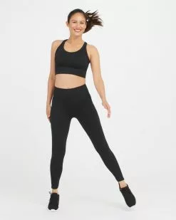 Spanx Seamless Sculpt Chevron Ribbed Longline Medium Impact Sports Bra Activewear 4 Spanx Seamless Sculpt Chevron Ribbed Longline Medium Impact Sports Bra Activewear